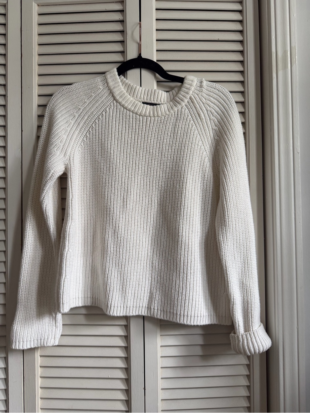 Quince Cream Ribbed Crewneck Sweater